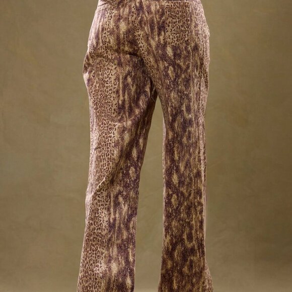 Multicolor Casual Women's Low Rise Snakeskin Denim Trousers - Picture 2 of 5